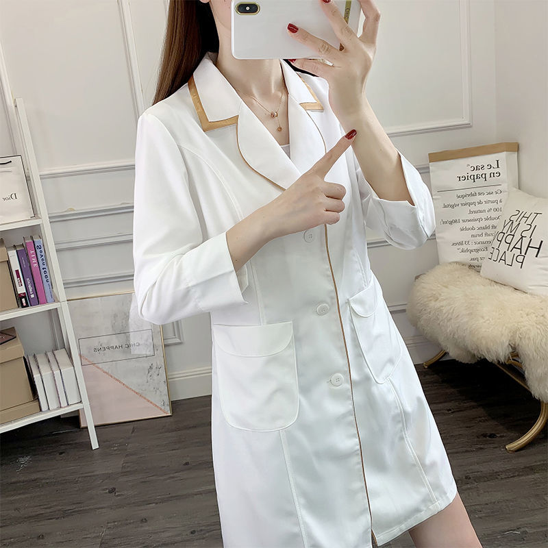 Branco curto uniforme de belez - Medical Lab Logo avaliação e preço