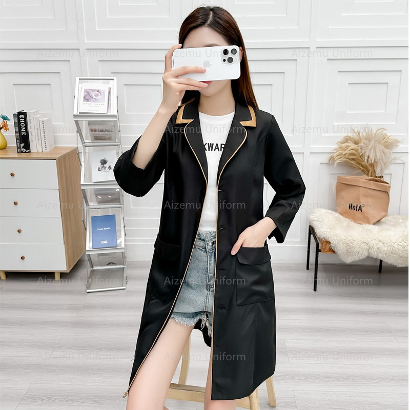 Uniforme de beleza preto com r - Medical Lab Logo avaliação e preço