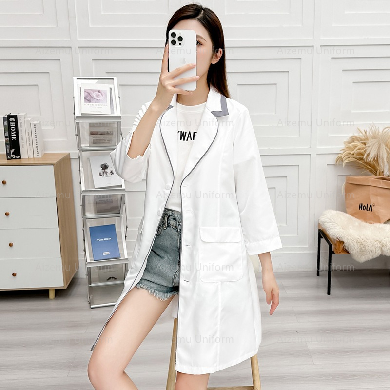 Uniforme de beleza preto com r - Medical Lab Logo avaliação e preço